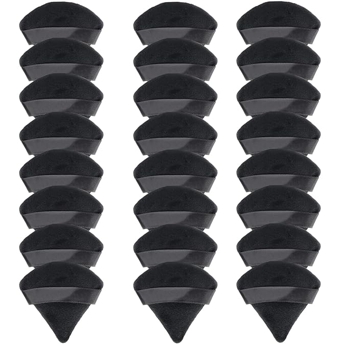 24 Pieces Powder Puff, Triangle Makeup Puff Cotton Powder Face Washable Body Powder Puff for Loose Powder Body Cosmetic Foundation Sponge Makeup Tool (24Black)