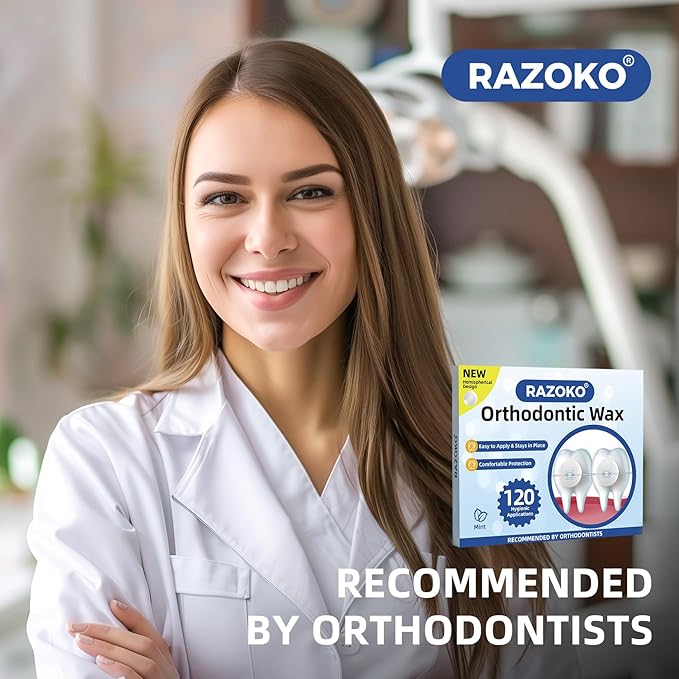 RAZOKO Orthodontic Wax for Braces Wax Dots 120 Individual Hygienic Packaging Dental Wax Mint