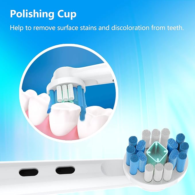 Replacement Brush Heads Compatible with Oral B Electric Toothbrushes, 8 Count, Polishing Cup, Replace 3D White Head, Refills for Braun Model 3756 3757 3765 4729 DB4010