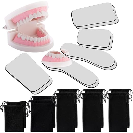 10 Pieces Dental Mouth Mirror Occlusal Reflector Intraoral Photography Mirror 2 Sided Dental Plated Glass Intraoral Photo Glass for Clinic Dentist