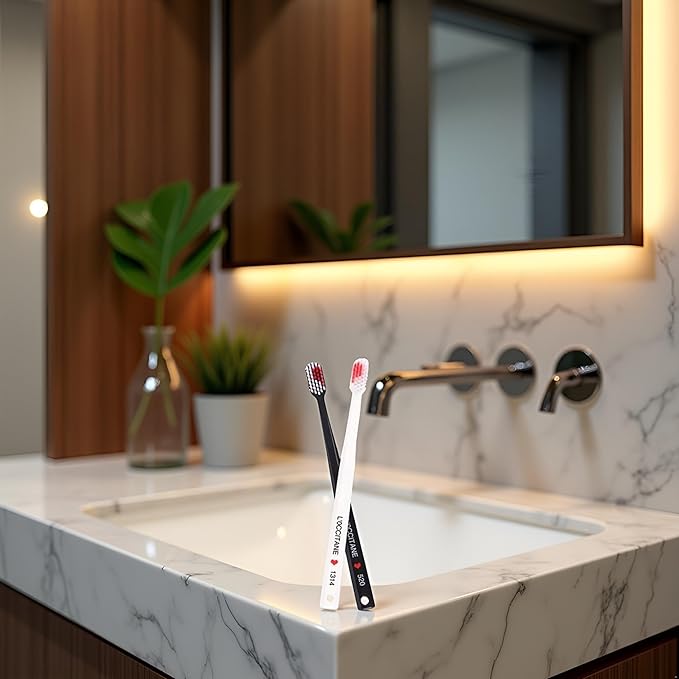 2Pcs Toothbrushes Black and White Heart Shaped Couple toothbrushes eco Friendly Nano toothbrushes Dental Care Brush Manual Firm Bristles, Toothbrush Advanced Design Toothbrushe,Oral Care