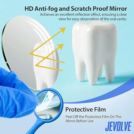 200 PCs Dental Mouth Mirrors by JEVOLVE | Blue Oral Dental Mirror for Crafting, Jewelry Making, Painting, Model Building, and DIY Projects – Clear Reflection, Easy Handling, Multi-Purpose