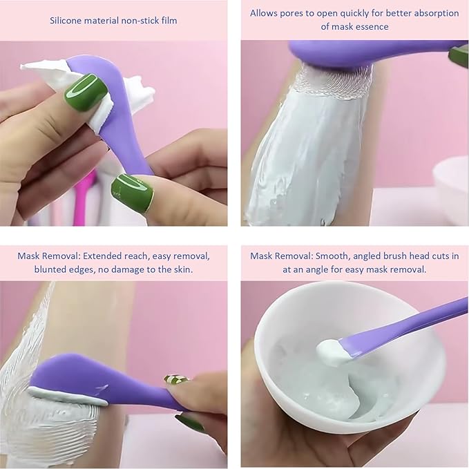 Premium Silicone Facial Cleansing Brush Combo 3pcs,Mask Applicator and Skincare Brush for Pore Cleansing，Manual Facial Cleansing for Exfoliating Face/Lip/Makeup Removal Scrubber
