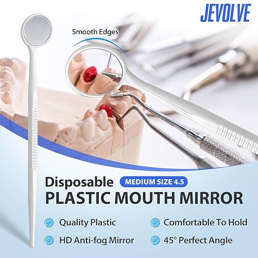 2000PCs Dental Mouth Mirrors by JEVOLVE | White Oral Dental Mirror for Crafting, Jewelry Making, Painting, Model Building, and DIY Projects – Clear Reflection, Easy Handling, Multi-Purpose
