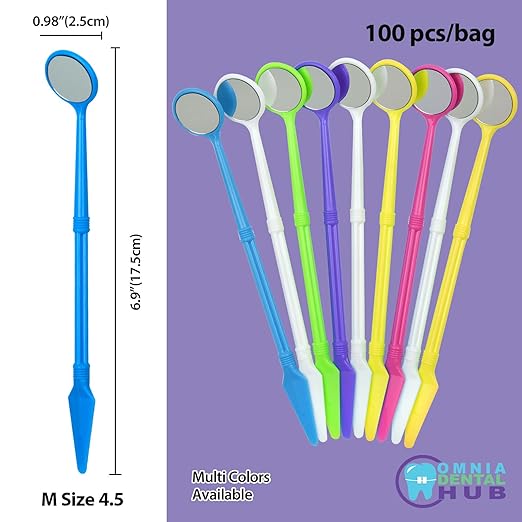 200 PCs Dental Grade Disposable Dental Mouth Mirrors with Spatula Handle by Omnia ONE | Fog-Free, Dual-Purpose Design – Clear Visibility & Tongue Retraction – Ideal for Exams & Procedures