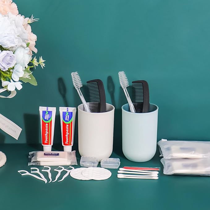 10 Sets Personal Hygiene Kit Bulk, Disposable Toothbrushes with Toothpaste Floss Comb Soap Cover and Vanity Kit, Toiletry Kits Homeless Supplies Bulk for Women,Men,Travel,Homeless