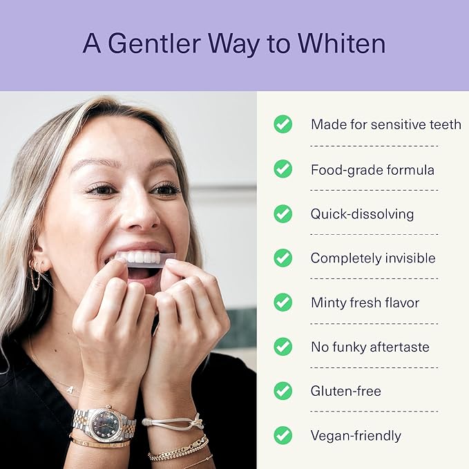 ELIMS Melt-Away Teeth Whitening Non-Toxic Strips for Sensitive Teeth - 14 Strips, 7 Treatments - Dissolving Mess-Free Application