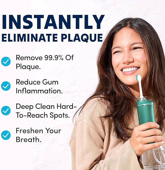 Professional Water Flosser - Advanced Dental Care for a Healthier Mouth, Gum, and Teeth - IPX7 Waterproof Oral Irrigator | 7 Replacement Tips, Travel-Friendly, Rechargeable - Oral Hygiene (Green)