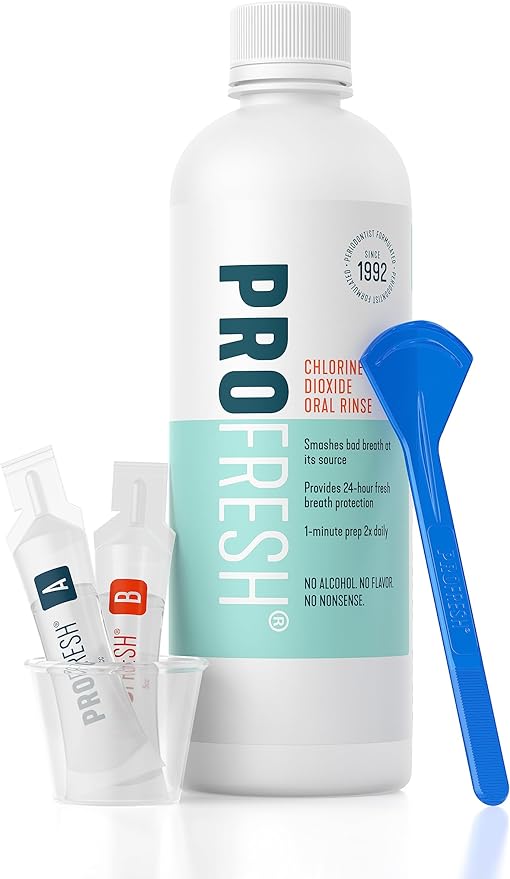 ProFresh Oral Rinse, 16.9 Ounce, 2 Week Supply, Includes Prep Pack, Alcohol Free, Flavor Free, Fights Bad Breath