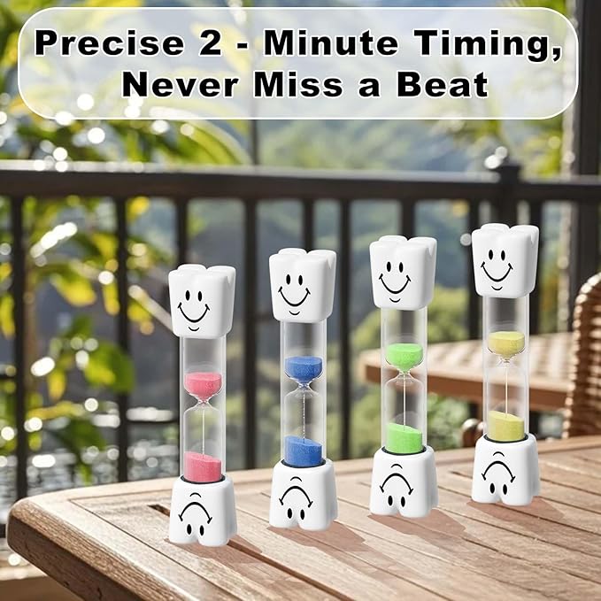2 Minute Toothbrush Sand Timer for Kids, Small Pink Smiley Acrylic Hourglass Sand Clock Set 2min, Plastic Glass Mini Sandglass for Classroom Games Kitchen (Pack of 2)