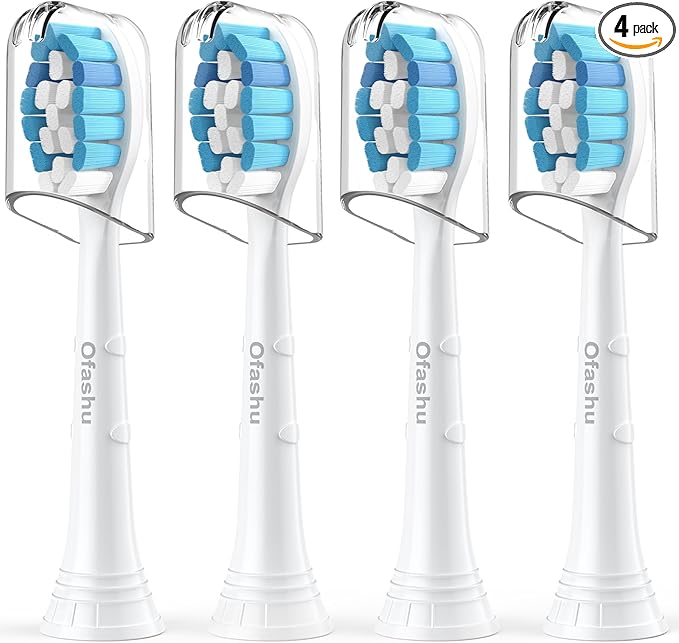 Electric Toothbrush Replacement Heads for Philips Sonicare, Ofashu Brush Head Compatible with Phillips Optimal Gum Care Extra Soft Heads G2 C1 C2 4100 5100, White, 4 Packs for Sentive Gum
