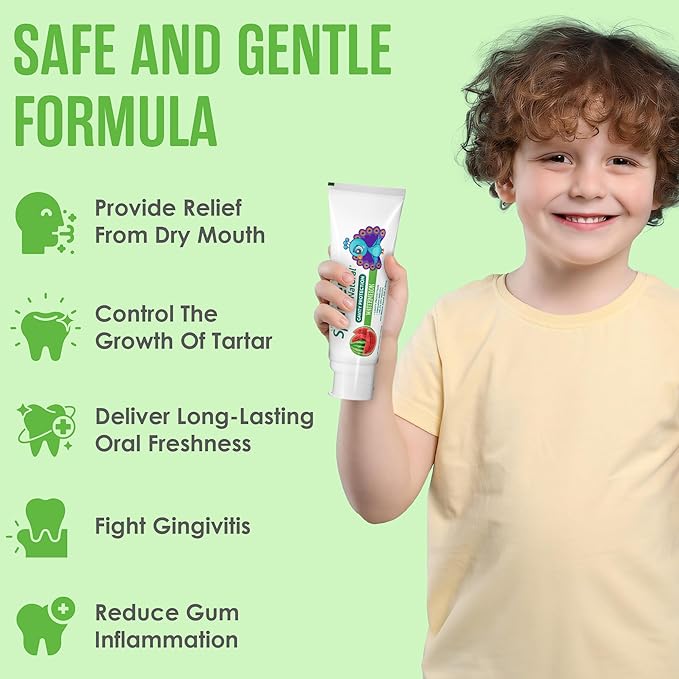 SprinJene Natural Children’s Toothpaste – Watermelon Fluoride Toothpaste for Kids & Toddlers – Cavity Protection – Safe Natural Formula with Patented Black Seed Oil & Zinc – Made in The USA (4 Pack)