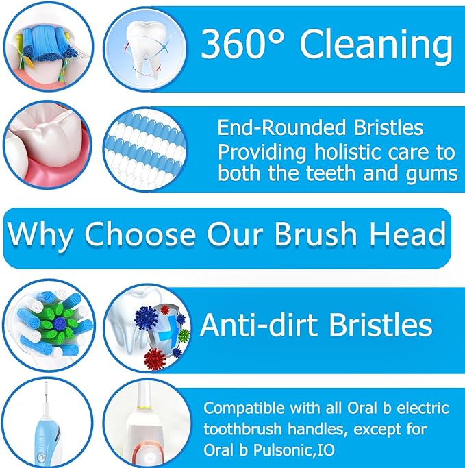 Replacement Toothbrush Heads Compatible with Braun Oral b 7000/Pro 1000/9600/ 5000/3000/8000/Genius and Smart Electric Toothbrush (white-8pcs)