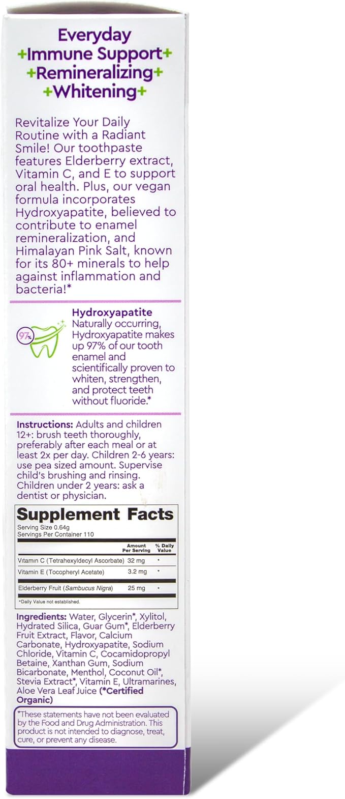 RADIUS ImmuniMinty Immune Support Toothpaste 2.5 Oz - Elderberry Mint - Pack of 1