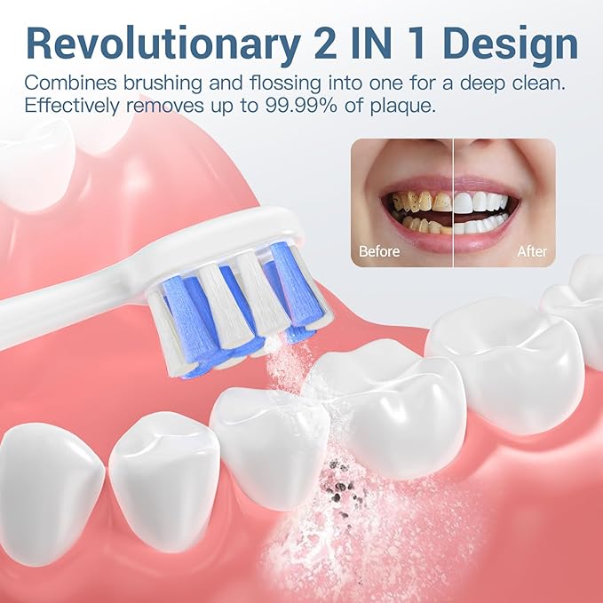 Marchpower Upgraded 2-in-1 Electric Toothbrush with Water Flosser, Ultrasonic Cleaning & 3+4 Smart Modes, Portable Oral Irrigator with Point-Jet, Rechargeable IPX7 Waterproof for Home & Travel Use