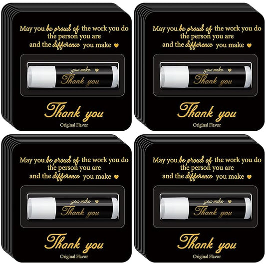 30 Pack Christmas Employee Appreciation Gift Lip Balms Bulk Staff Teacher Team Volunteer Thank You Gift Thanksgiving Christmas Appreciation Party Favor for Women Men(Cool,Black Gold)