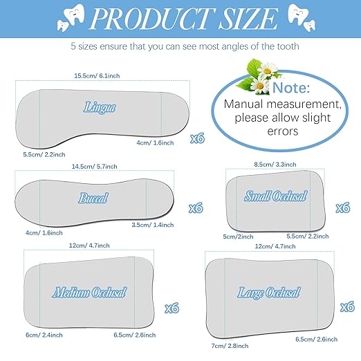 30 Pieces Dental Mouth Mirror Occlusal Reflector Intraoral Photography Mirror 2 Sided Dental Plated Glass Intraoral Photo glass for Clinic Dentist
