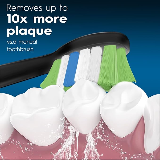 Replacement Toothbrush Heads Compatible with Philips Sonicare ProtectiveClean 4100 5100 5300 6100 Electric Toothbrushes, W Replacement Head for Sonicare, Black/White, 4 Count