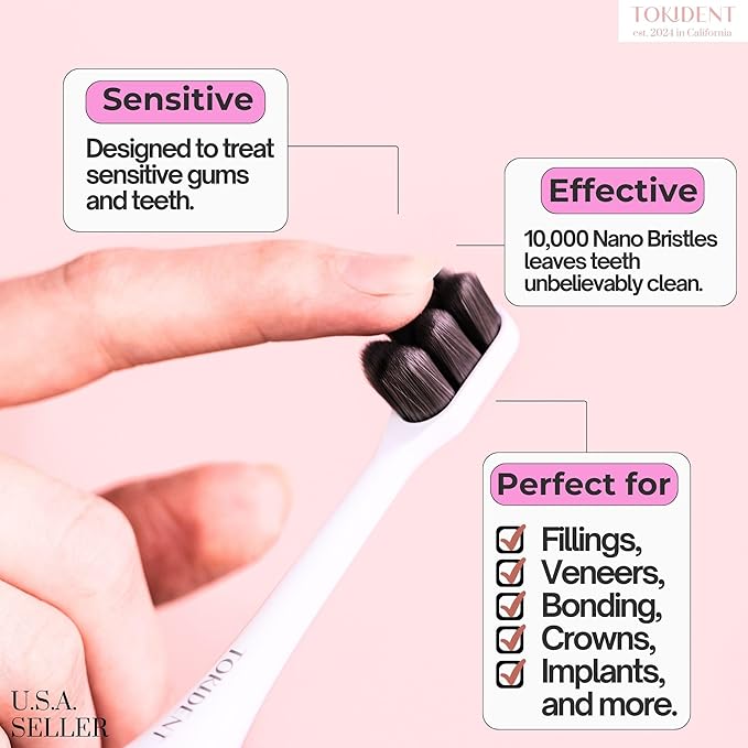 Replacement Brush Heads for Philips Sonicare Electric Brush - Ultra Soft Toothbrush Heads for Sensitive Teeth & Gums - Replacement Head with 10,000 Wave Cut Nano Bristles - 2 Pack - Charcoal Black