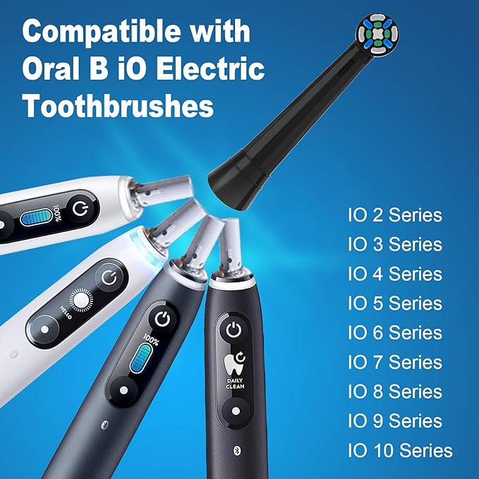 12 Pack iO Replacement Heads Compatible with Oral B iO, for Oral B iO 2/3/4/5/6/7/8/9/10 Series Toothbrushes, Medium Bristles, Soft Yet Effective, Black/White