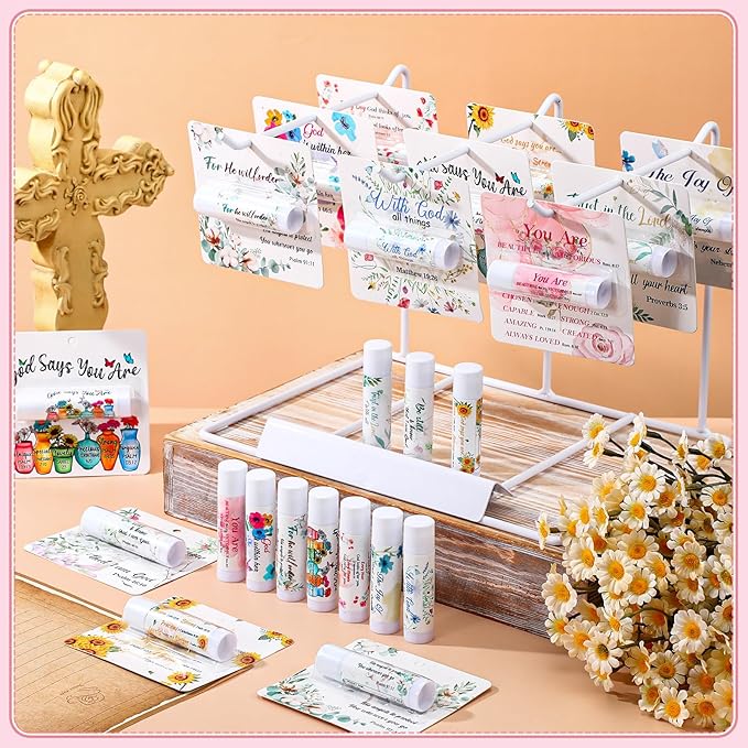 30 Pack Christian Religious Gifts Bulk Bible Verse Lip Balms 5 Flavor for Women Men Christian Religious Church Party Favors with Scripture Inspirational Gifts for Coworkers Staff