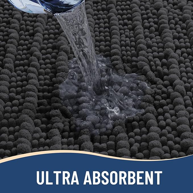 Arotive Luxury Round Chenille Bathroom Rug Mat, Extra Soft Thick Absorbent Shaggy Bath Rugs, Non-Slip Machine Wash Dry Plush Bath Mats for Bathroom, Shower and Tub, 24x24, Dark Grey