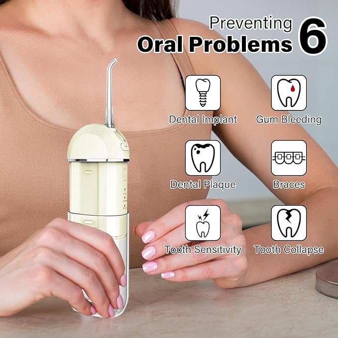 Portable Water Flosser for Teeth 2 Pack, Cordless & Portable Collapsible Oral Irrigator Water Teeth Cleaner Pick for Home Travel Use,3 Modes & IPX7 Waterproof Rechargeable Water Flosser Dental Pick