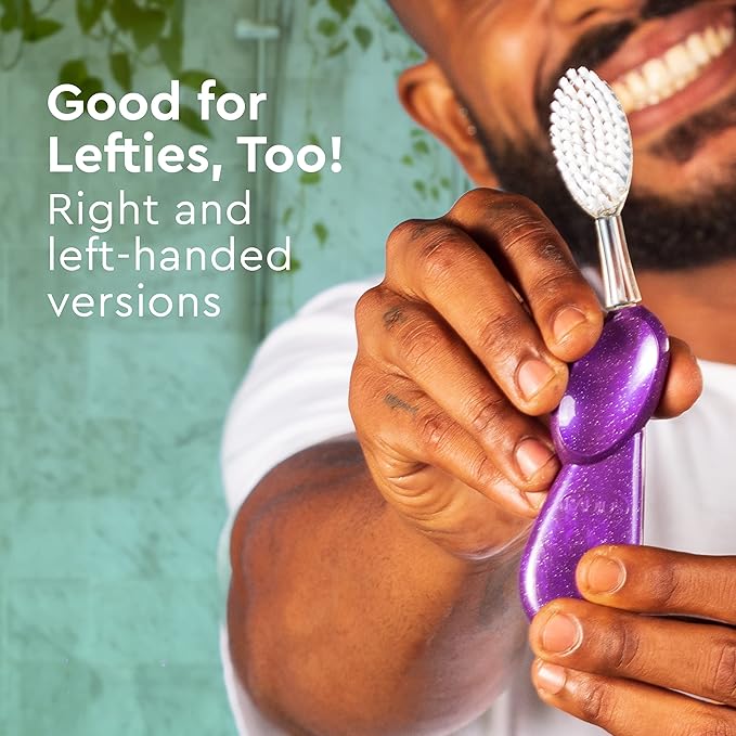 RADIUS Big Brush with Replaceable Head BPA Free & ADA Accepted Toothbrush Designed to Improve Gum Health & Reduce Gum Issues - Right Hand - Purple/Sea Shell/Midnight Sky - Pack of 3