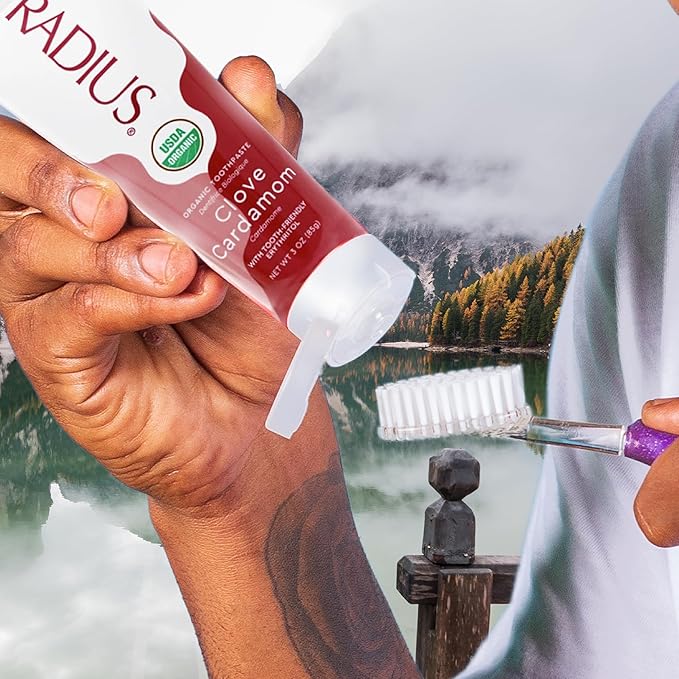 RADIUS Toothpaste, Clove Cardamom, 3 oz, USDA Organic Non-Toxic Chemical-Free Gluten-Free, Designed to Improve Gum Health & Prevent Cavities, Pack of 3
