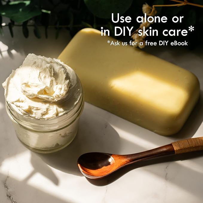 Raw Shea Butter - 100% Pure African Shea Butter for Hair and Body | with Natural Smoky Scent | Unrefined Moisturizer for Dry Skin, DIY Lip Balm, Body Butter and Soap 1lb Bar