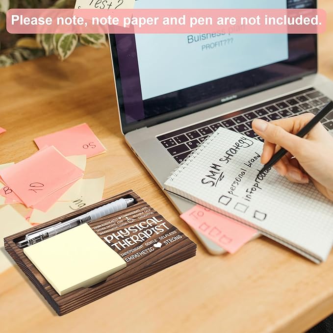 Physical Therapist Appreciation Gifts, Thank You Gift for Physical Therapist, PT Office Coworkers Staff Appreciation Gifts, Sticky Note Holder Wooden Notepad & Pen Holder 6.5" x 4.7" - FTA269