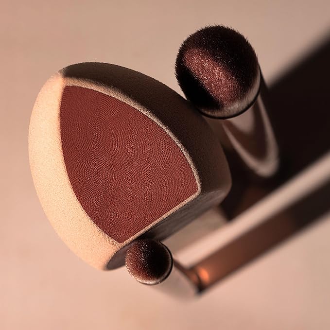 Real Techniques Makeupsaver Sponge + Brush Trio, Makeup Blending Sponge & Brushes For Liquid & Cream Foundation, Natural Finish & Reduces Makeup Waste, Cruelty & Latex-Free, 3 Piece Set