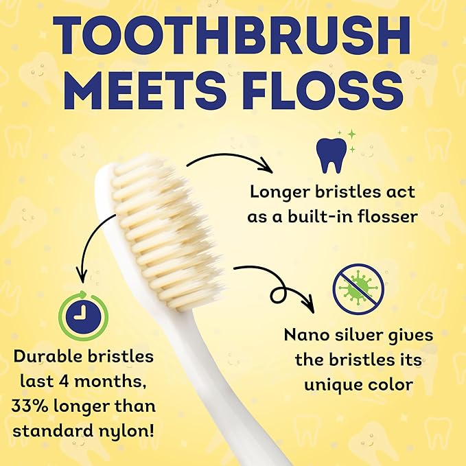 MOUTHWATCHERS Soft Childrens Flossing Manual Toothbrush, Set of 2 Pink Toothbrushes for Kids & Teens, Ultra Clean, by Dr. Plotka's