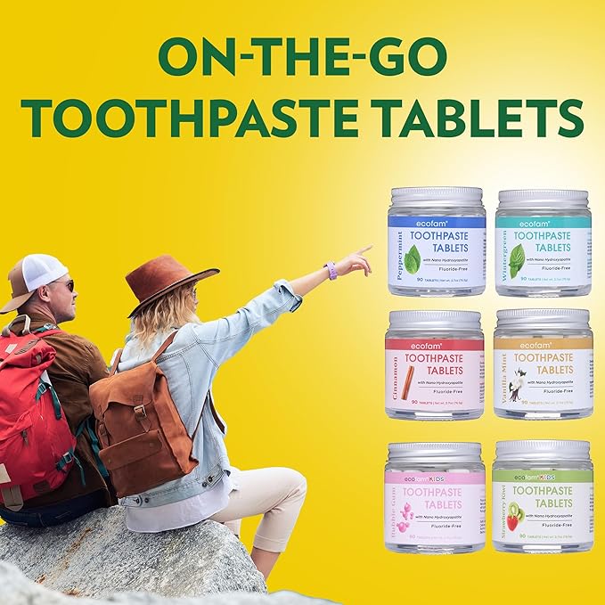 Toothpaste Tablets – Peppermint | Nano Hydroxyapatite Toothpaste Tablets Chewable | Fluoride Free l 350 Tabs
