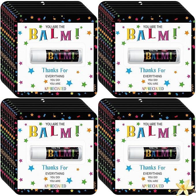 200 Pack Christmas Employee Appreciation Gift Bulk Lip Balm Teacher Staff Team Xmas Thank You Gift You're the Balm Thanksgiving Party Favors Christmas Stocking Stuffers for Women Men Volunteer