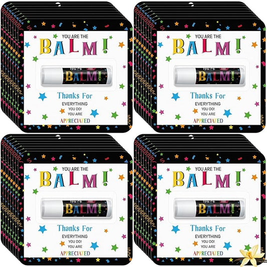 2 Pack Christmas Employee Appreciation Gifts Bulk Lip Balms Teacher Staff Team Xmas Thank You Gift You're the Balm Thanksgiving Party Favors Christmas Stocking Stuffers for Women Men Volunteer