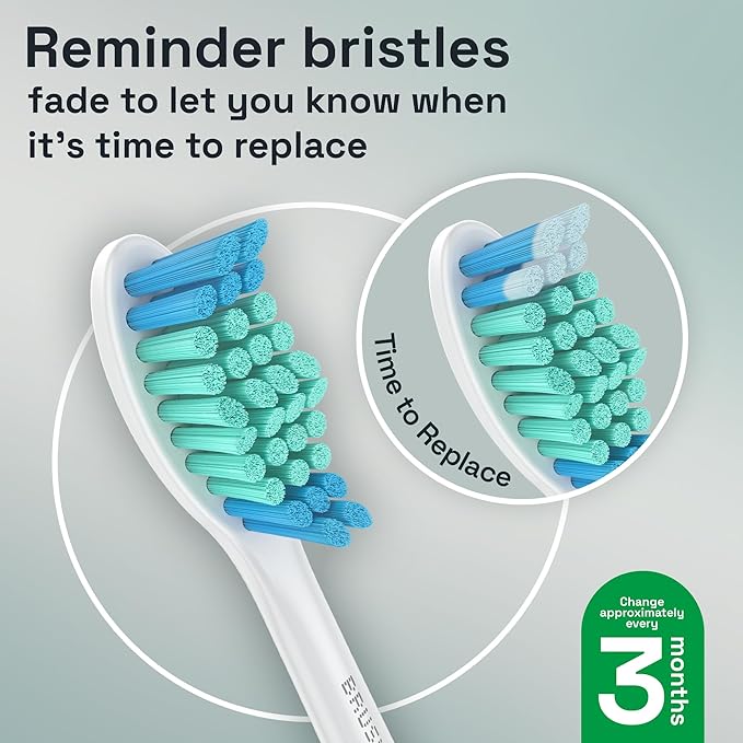 Brushmo Total Clean Replacement Toothbrush Heads, Compatible with Philips Sonicare Click-on Electric Toothbrush Handles, 8 Standard Replacement Heads, Soft Dupont Bristles, BM618, White