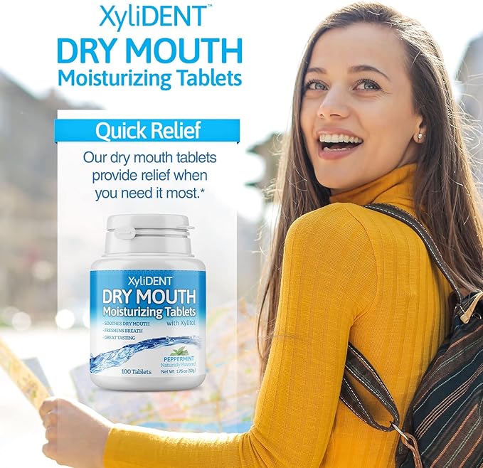 Nature's Stance XyliDENT Xylitol Tablets for Dry Mouth Relief - Stimulates Saliva, Freshens Breath, Reduces Acid Production, Fast Acting Relief, 100 Count (Peppermint) (Pack of 2)
