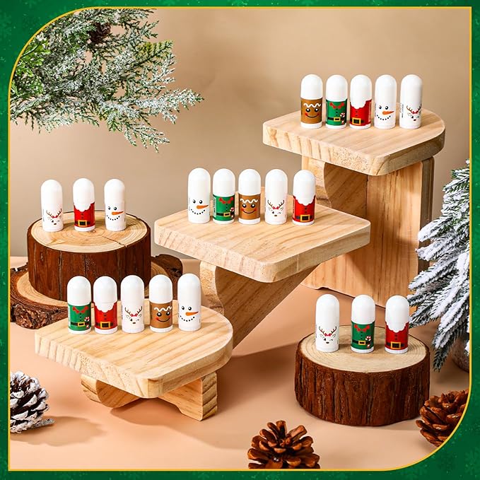 25 Pcs Christmas Lip Balm Bulk Mini Candy Cane Peppermint Flavor Lip Balms Bulk Christmas Stocking Stuffers Xmas Party Gifts Small Thank You Employee Appreciation Gifts for Women Men (Xmas Character)