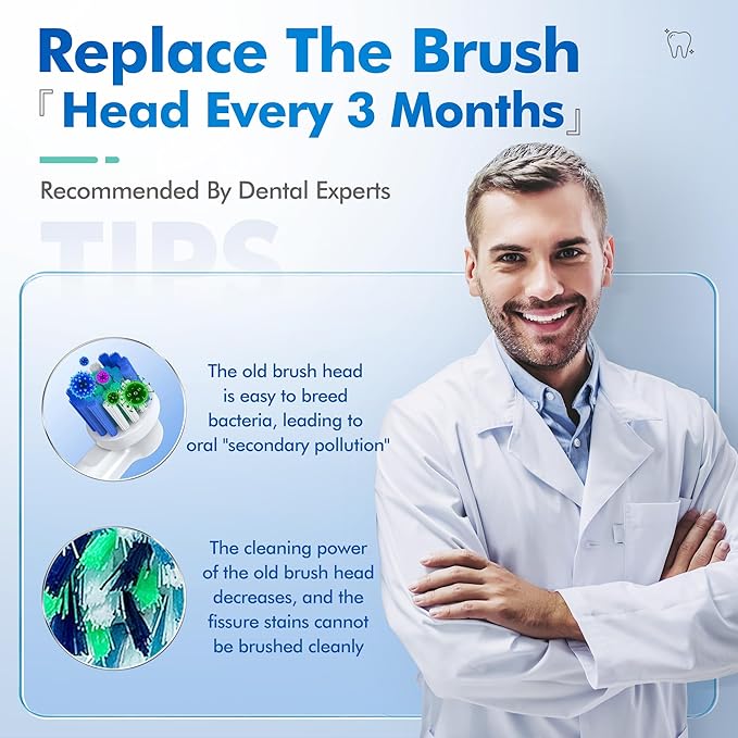 Replacement Toothbrush Heads Compatible with Oral-B Braun, Pack of 8 Professional Precision Clean Electric Toothbrush Replacement Heads for Oral-b 7000, Clean, Oral B Pro 1000, 9600, 500, 3000, 8000