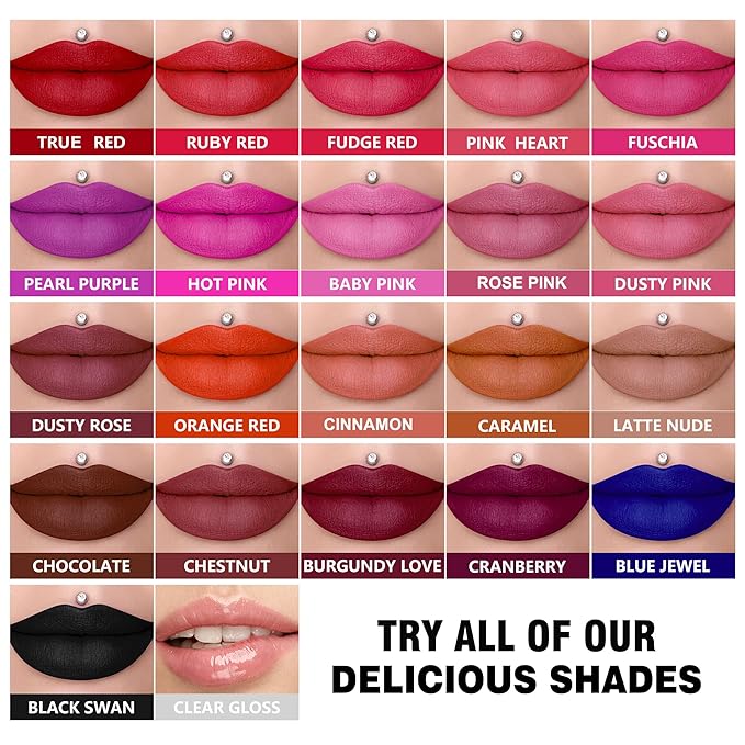 Red Lipstick Set Long Lasting 3Pc Matte Liquid Lipsticks for Women Non Transfer Smudgeproof Red Burgundy Nude Lipstick Kit Cruelty Free Lip Color, 13/47/61