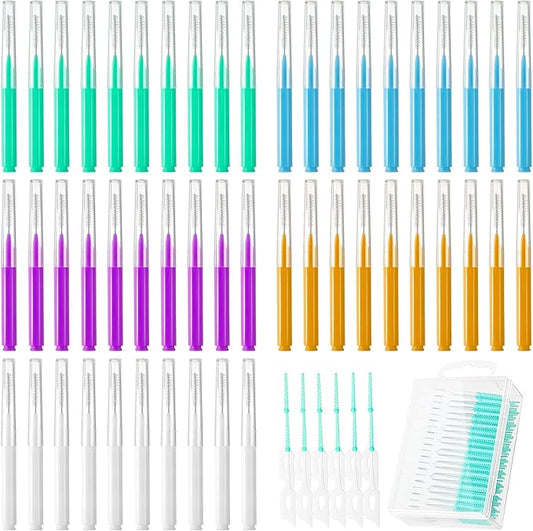 350 Pieces Braces Brush for Cleaner Interdental Brushes Kit Flosser for Braces Dental Braces Cleaner Braces Floss Picks Flossing Head Oral Dental Hygiene Flosser Tooth Cleaning(Basic Colors)
