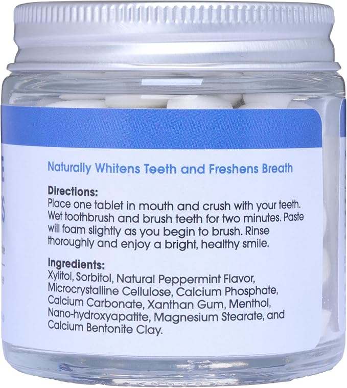 Toothpaste Tablets – Peppermint | Nano Hydroxyapatite Toothpaste Tablets Chewable | Fluoride Free l 90 Tabs