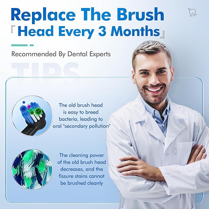 Replacement Toothbrush Heads Compatible with Oral B, Pack of 16 Professional Electric Toothbrush Heads Oral-b 7000, Clean, Oral B Pro 1000, 9600, 500, 3000, 8000 (Black)