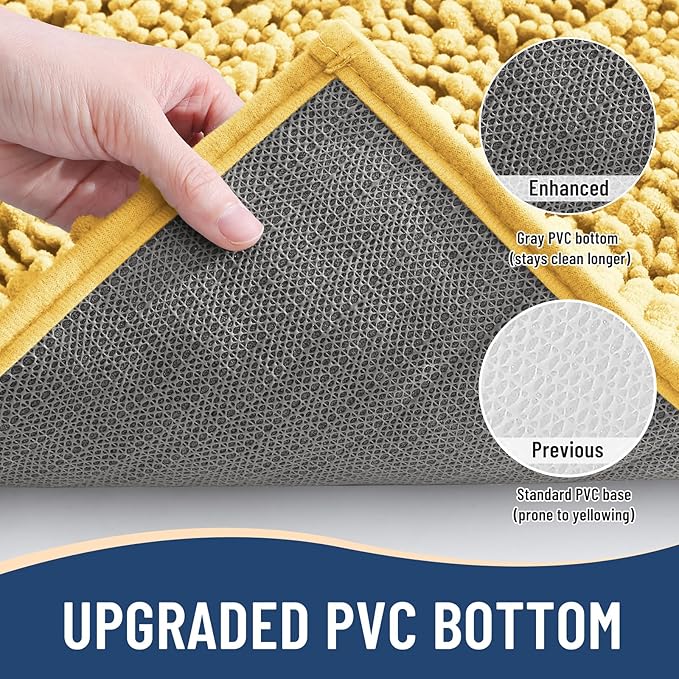 Arotive Luxury Chenille Bathroom Rug Mat, Extra Soft Thick Absorbent Shaggy Bath Rugs, Non-Slip Machine Wash Dry, Plush Bath Mats for Bathroom, Shower and Tub, 44x24, Yellow