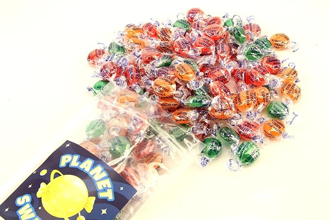 Planet Sweets Premium Sugar Free Assorted Fruit Hard Candy Buttons - 1.5 Pounds - Individually Wrapped Discs Candies