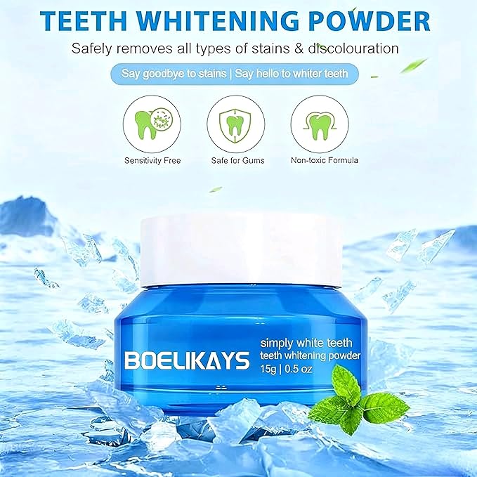 2 PCS Teeth Whitening Powder - No Sensitivity,Removes Stains - Enamel-Safe Toothpaste Whitening Powder for Coffee, Tea, Food, Wine, and Tobacco Stains O/B