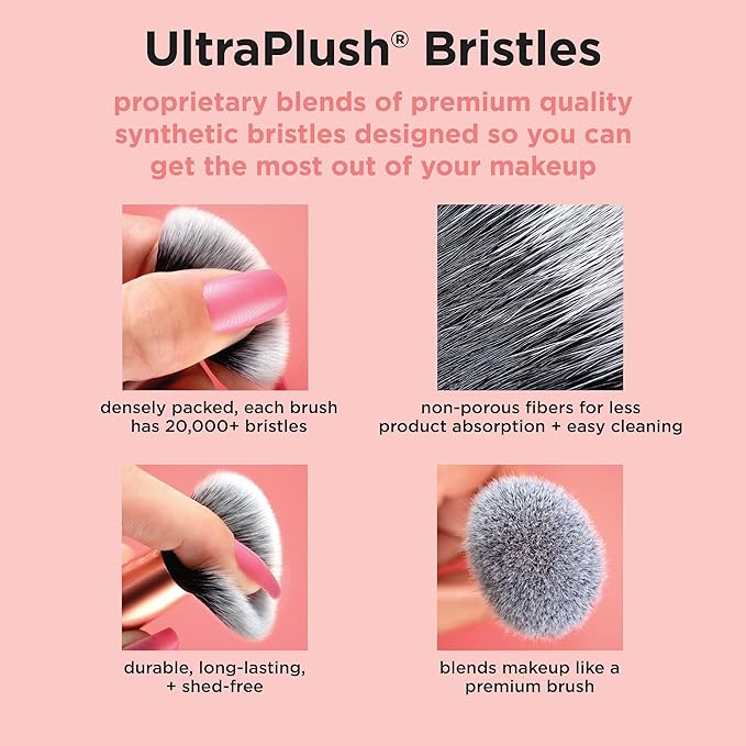 Real Techniques Cherry On Top It’s All Blush Brush, Dual-Ended & Multipurpose Makeup Brush for, Powder, Liquid & Cream Blush, Synthetic Bristles, Vegan & Cruelty-Free Face Brush, 1 Count
