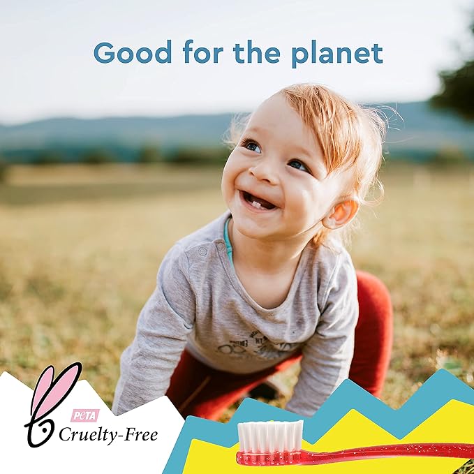 RADIUS Totz Toothbrush Extra Soft Brush BPA Free & ADA Accepted Designed for Delicate Teeth & Gums for Children 18 Months & Up - Grey Sparkle - Pack of 1
