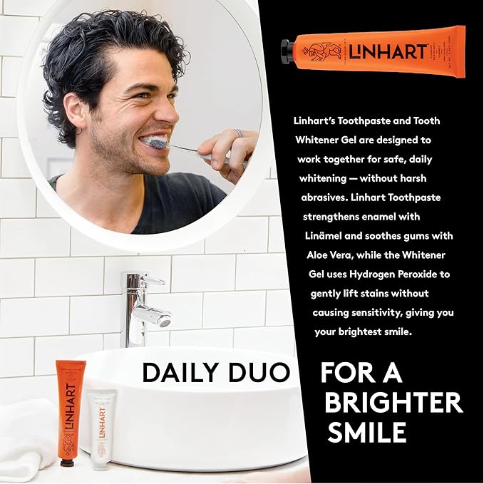 LINHART Whitening Toothpaste – Teeth Whitening, Enamel Strengthening Natural and Organic Toothpaste with Mint Flavor (3.5 oz)